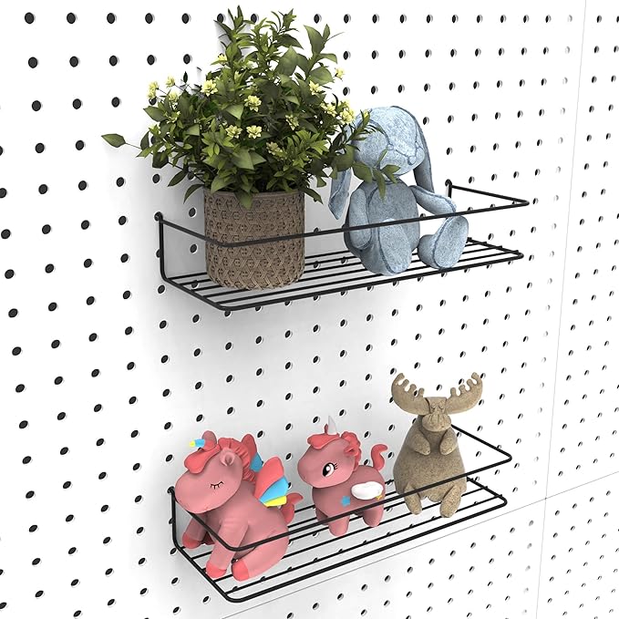 Pegboard Shelves, Peg Board Hooks, Organizer, for Storing A Variety of Tools, 4 Packs, Black