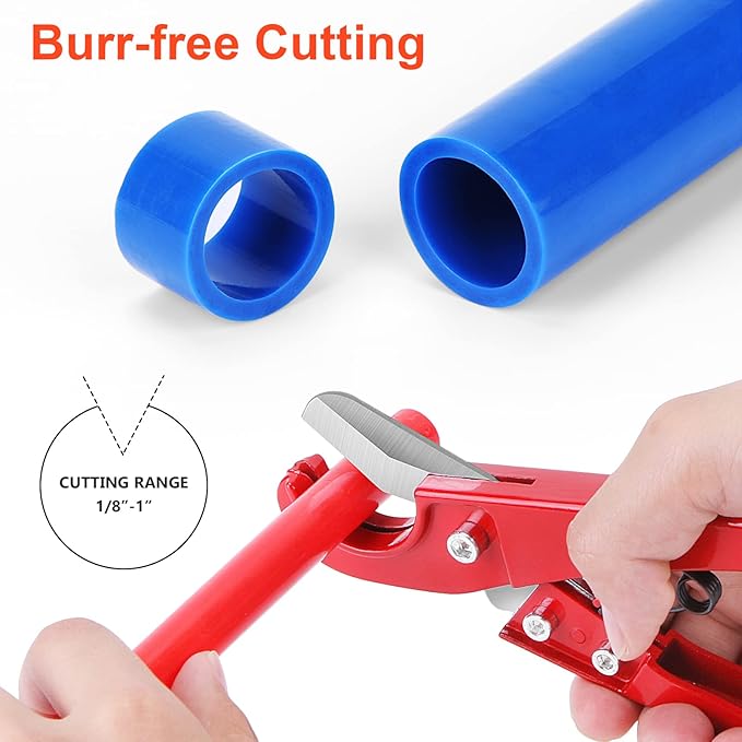 Tubing Cutter 1/8" to 1-3/8" for Pipe Copper PVC with Extra Blade and Reamer, Depth Gauge and Pipe Deburring Tool Kit, 1/8'' to 1-5/8'' Inner Outer Reamer Pipe Tubing Chamfer Tool for PVC PPR Aluminum
