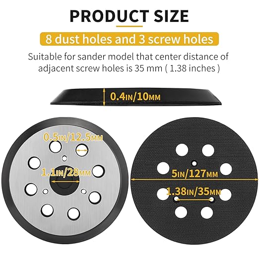 5" 8 Hole Hook & Loop Metal Orbital Sander Replacement Pads Compatible with Makita Sander BO5010 BO5030K BO5031K BO5041K, 2 Pack