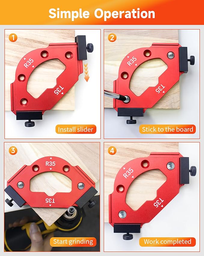 TANYO 7pcs Router Corner Radius Template Router Radius Jig, Aluminum Alloy 3 in 1 Radius Jig Router Templates, R10 R15 R20 R25 R30 R35 R40 R50 R60 T10 T20 T30 T35 T40 T50 T60 Use with Router Table