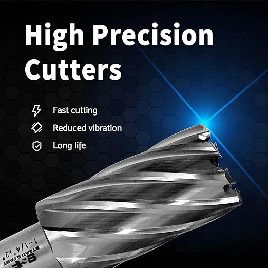 S&F STEAD & FAST Annular Cutter Set, 2 inch Depth of Cut, 7/8, 1-1/8, 1-1/4, 1-1/2, 1-3/4, 2" Cutting Diameter, 3/4 Weldon Shank, Mag Drill Bits Kit for Magnetic Drill Press