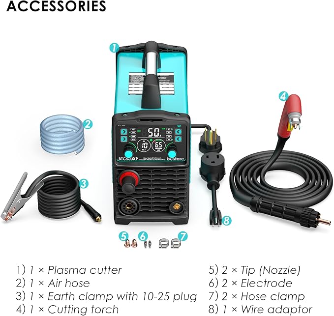 Plasma Cutter, [Blow Back Pilot Arc][Large LED][Air Sensor] 50A Non-HF CNC bestarc Plasma Cutter Machine 110V/220V Dual Voltage, 5/8" Clean Cut 1" Max Cut, Post Flow, 2T/4T for Beginners DIY