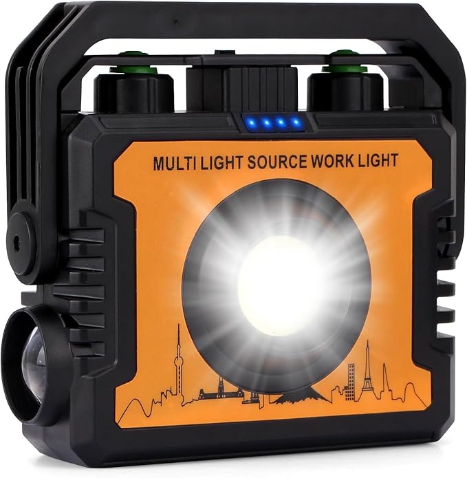 AdamStar Work Light, Magnetic LED Rechargeable Light with 7 Modes & 270°Rotatable, 1500LM Waterproof COB Portable Light with Hook for Emergency Car Repair, Grill, Outdoor Work, Camping (1 Pack)