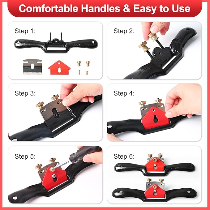 Adjustable Spokeshave Set - 2pcs Spokeshave, 6pcs Metal Blade, Portable Woodworking Planes and 4-Way Wood Rasp File, Perfect for Wood Craft and Woodworking