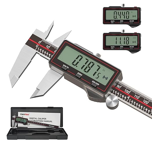 GemRed Digital Caliper 6 Inch/150 mm, Wireless Data Transfer to Excel, Stainless Steel Electronic Micrometer with Large LCD, IP54 Waterproof, Auto-Off, Inch/mm Conversion