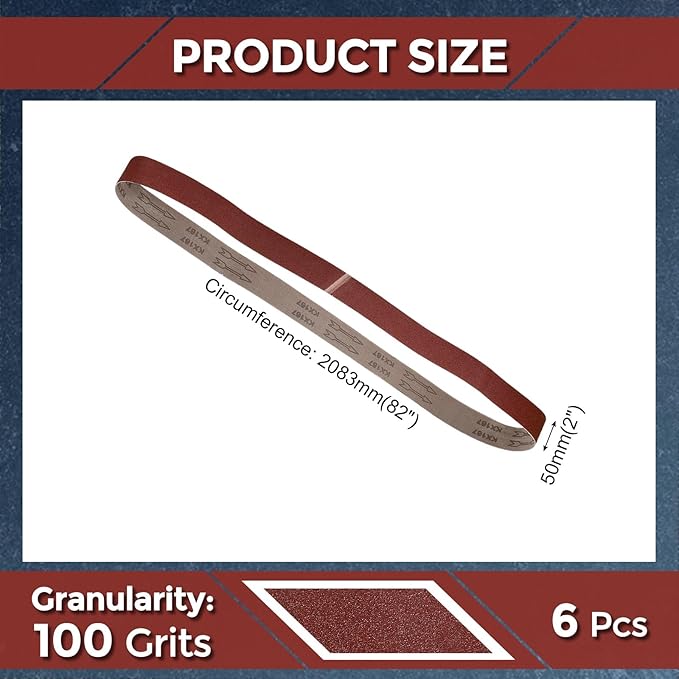 6 Pcs Sanding Belts 2 x 82 Inch 100 Grit Aluminum Oxide Abrasive Sandpaper for Belt Sander Metal Grinding Wood Working Weld Rust Removal