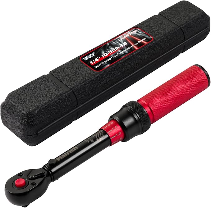 1/4-Inch Drive Click Torque Wrench, Dual-direction Adjustable Torque Wrench 10-50in.lb/1.1-5.7Nm, 72 tooth High Precision Small Torque Wrench with Dual Range Scales for bike, motorcycle