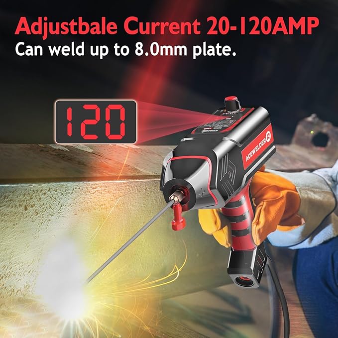 Handheld Welder 110V, Welding Machine 120A Portable Stick Welder, Hand Held Welder Machine IGBT Inverter Digital Display with Welding Tool Set and Toolbox