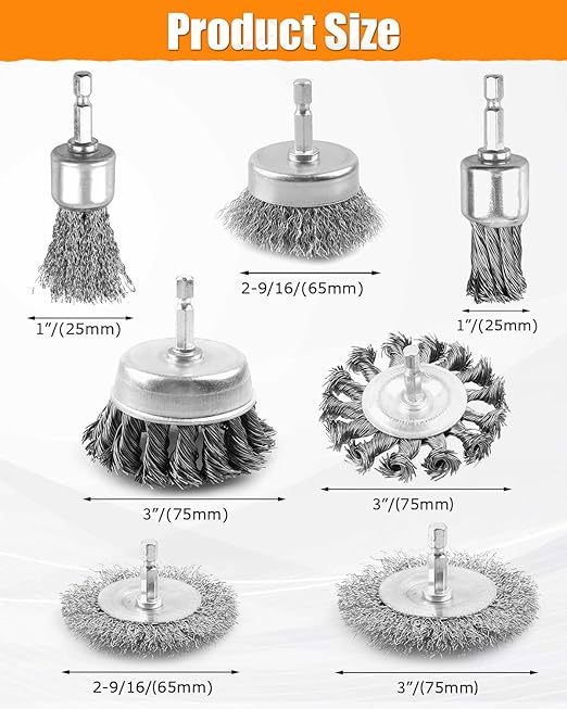 20 Pcs Wire Wheel for Drill, Heavy Duty Wire Brush for Drill, 1/4'' Hex Shank Wire Cup Brush Coarse Carbon Steel Crimped, Great for Cleaning Rust, Paint, Abrasive and Drill Attachment
