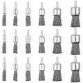 18 Pack Wire End Brush Set, Wire Brush for Drill ,6 Sizes 0.012"Crimped Wire Wheel for Drill 1/4 Inch Shank, for Drill Attachment