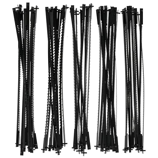 60Pcs Scroll Saw Blade Pin End 5inch Sturdy Carbon Steel Scroll Saw Blade Durable Cutting Pinned Scroll Saw Blades Set TPI 10/15/18/20/24 Replacement for Cutting Wood Plastic Metal US(60pcs)