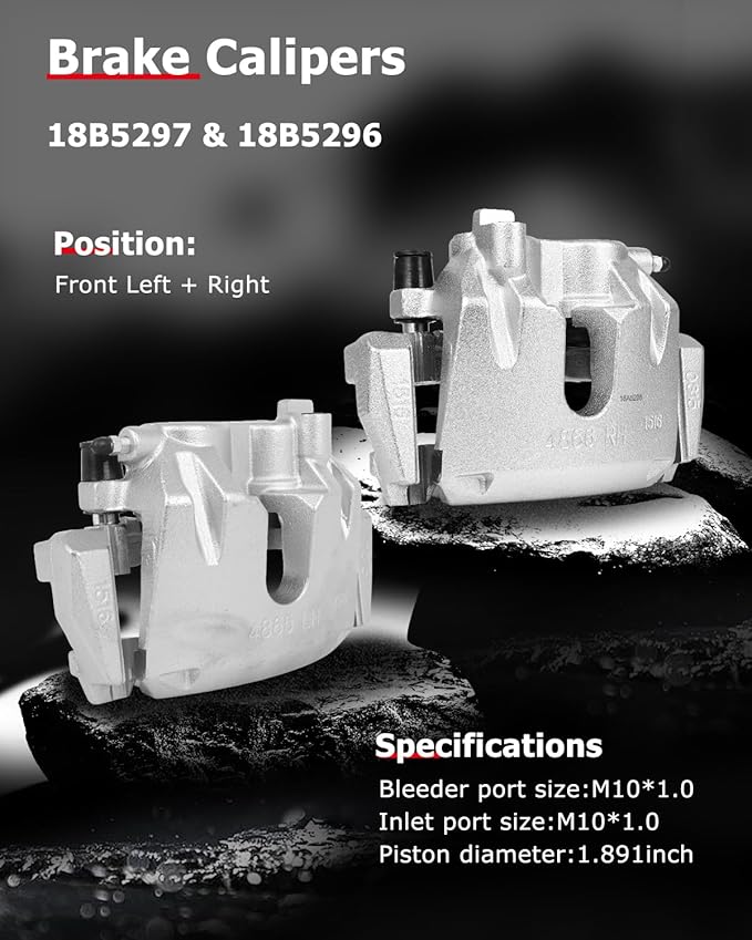 cciyu Front Left & Right Brake Calipers Assembly w/Bracket 18B5297 18B5296 2011 2012 2013 2014 2015 2016 2017 2018 For Dodge For Durango,2011 2012 2013 2014 2015 2016 2017 For Jeep For Grand Cherokee