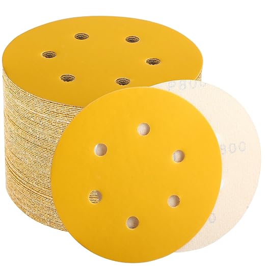 6 Inch Sanding Discs Hook and Loop, 800 Grit Sandpaper for Orbital Sander, Professional for Automotive and Woodworking, 100 Pack