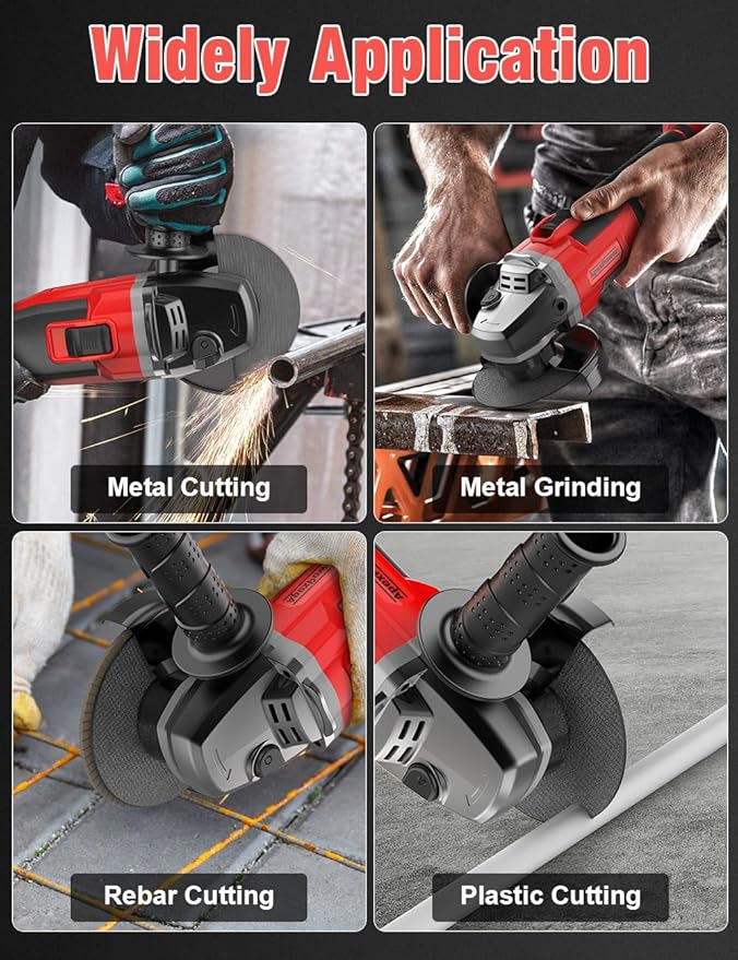 Brushless Angle Grinder for Milwaukee M18 Battery, 4-1/2" Cordless Small Angle Grinder w/Auxiliary Handle, 10 Sandpapers, 2 Cutting & 2 Grinding Wheels, Pin Wrench, Lock-on Slide Switch for Polishing