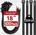 Skalon Large Zip Ties 18 Inch (500 Pack) - Heavy Duty, 220 lb Tensile Strength, Black Cable Ties, Extra Long Wire Ties