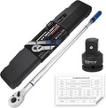 3/4-Inch Drive Click Torque Wrench, Dual-Direction Click Professional Torque Wrench 100-600FT.LB/135-815N.M, Dual Range Scales Graduated in FT.LB and N.M