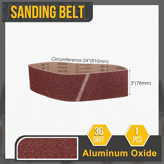 3 x 24 Inch Sanding Belt, 2 Pcs 36 Grit Knife Sharpener Belts Work Sharpening for Belt Sander Knife Carving Tool Metal Working