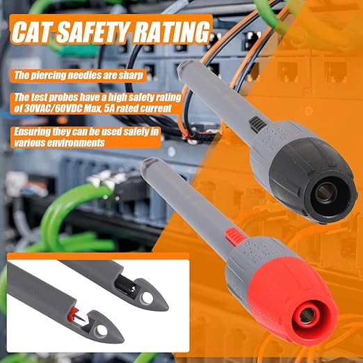 Heavy Duty Wire Piercing Probe Insulation Piercing Clip Set with 4mm Push Banana Plug for Multimeter Test Leads Multi Testers Needle Accessories