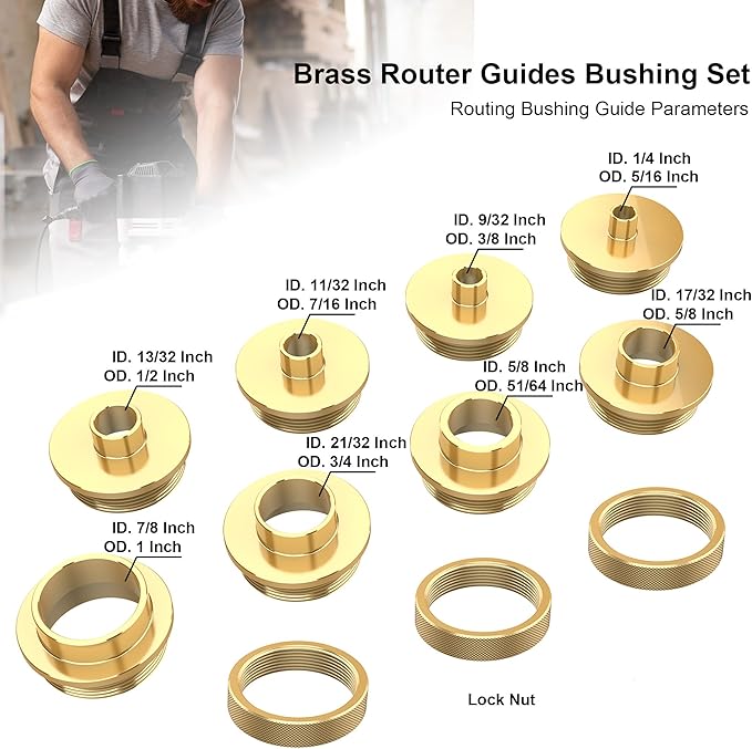 13 Pcs Precision Brass Router Template Bushing Guides Sets, Router Guide Bushing with Carrying Case