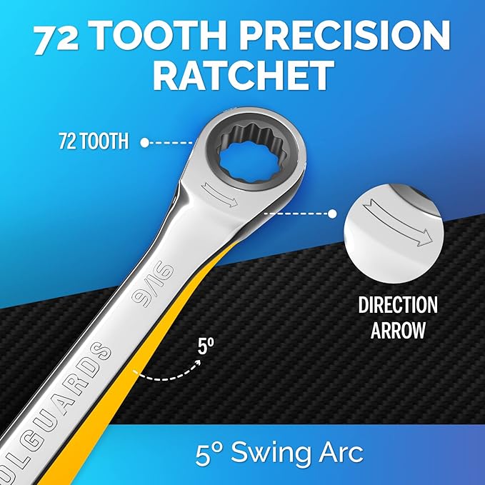TOOLGUARDS 9/16" Wrench - Ratcheting Wrench - Slim Profile - Ratchet Wrench
