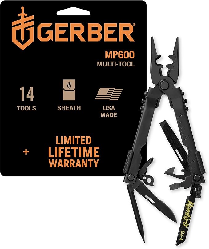 Gerber Gear Gear DET Multi-Plier 600 with Blasting Cap Crimper - MultiTool w/ Screwdriver, Needlenose Pliers, Can Opener, Wire Cutter, Replaceable Saw - Combat Engineer - Made in USA - Survival Tools