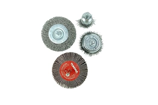 4 Piece Wire Brush & Flap Wheel Set 58094, Grinding and Surface Cleaning, Remove Rust, Paint, and Weld Splatter