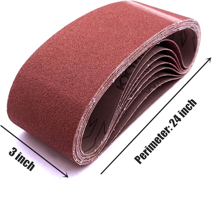 3 x 24 Sanding Belt, 80 Grit Aluminum Oxide Sanding Belts, Sandpaper Belt For Belt Sander 3x24,18 Pack(3x24 Inch, 80 Grit)