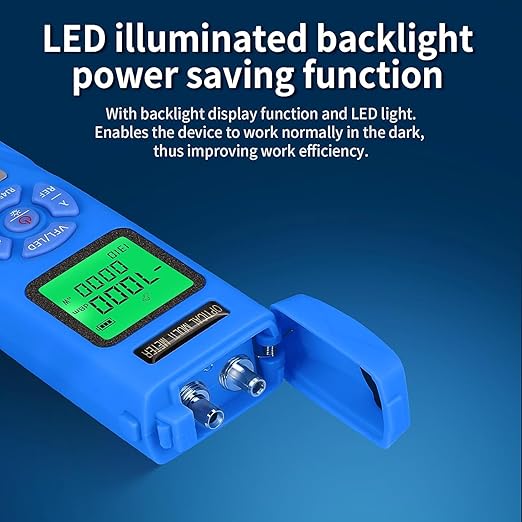 Rechargeable Optical Power Meter L-C70-50km mini Fiber Cable Tester Suitable for SC/FC/ST/LC Interface 4-in-1 Function Built-in 50km Visual Fault Locator RJ45 Network Testing with 1 FC-LC Adapter