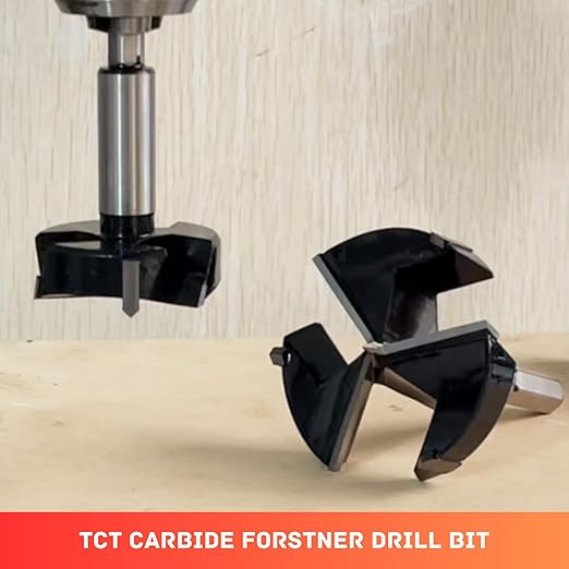 Forstner Drill Bit 1-3/8 Inch, Triple-Flute Carbide Tipped Forstner Bit for Hard Wood, Soft Wood, Veneered Plywood, Plastic, Drilling Hole Saw Woodworking Hinge Cutter Tool