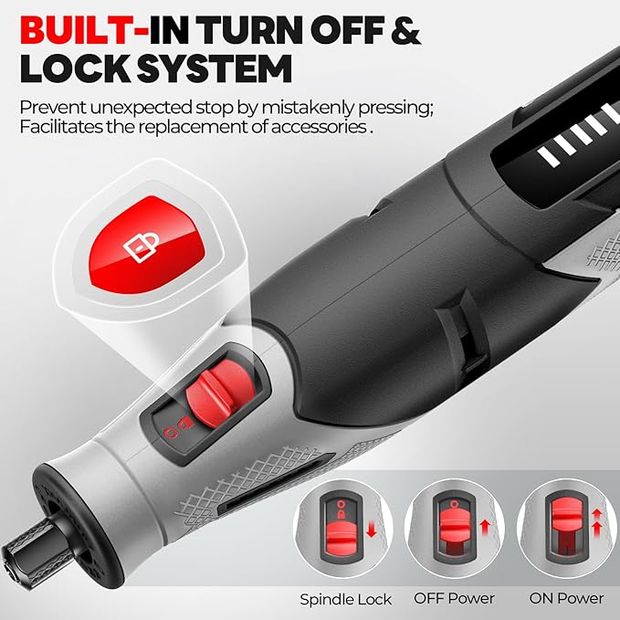 PHALANX Cordless Rotary Tool Kit, 4V 4000mAh Battery, 80 Accessories, 9 Speed Settings, 28000 RPM Max, Type-C Charging (PRT-Black)