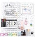 Pegboard Wall Organizer Kit – Heavy Duty 20lbs Load Bearing, Easy Installation, 4 Peg Board Panels 14 Accessories – Multi-Surface Use For Garage, Office, Kitchen & Crafts (White Pegboard,24″×24″)