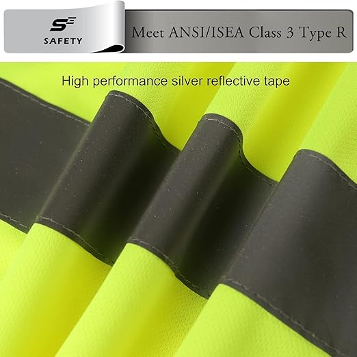 High Visibility Shirts for Men Class 3 Hi Vis Reflective Construction Shirts for Men with Pocket Safety T Shirt for Mens Work Shirt for Mens Short Sleeve