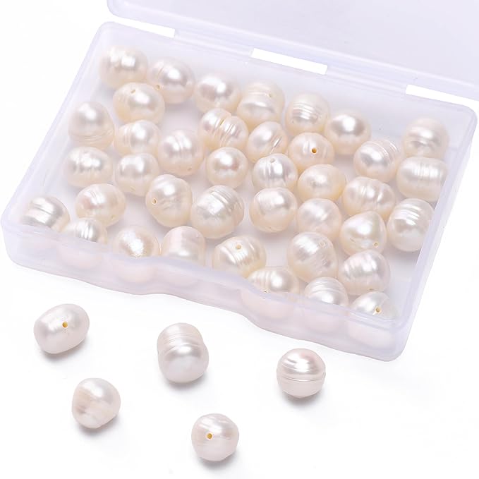 Natural Pearl Beads Potato 8-9mm White Freshwater Cultured Loose Gemstone Beads for DIY Jewelry Making 13.8''/Strand HQ