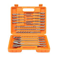 17Pcs SDS Plus Rotary Hammer Drill Bit Set,Concrete Drill Bit Kit with Point Chisel,Flat Chisel,Cross Type Double Thread Carbide Material for Concrete,Bricks,Tiles,Stone and Glass