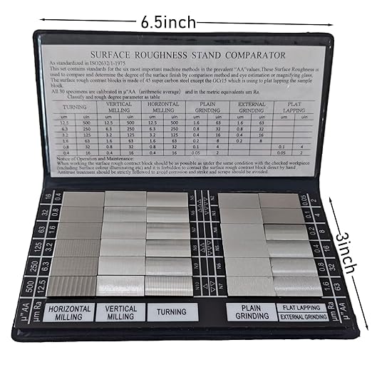 30Pcs Surface Roughness Comparators,Roughness Test Block Ra0.05-12.5mm Microfinish Comparator, Surface Finish Comparator Set for Lathe Machinery Manufactur Teach (30pcs Surface Roughness comparators)