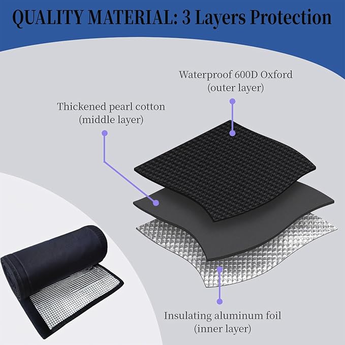 HVAC Pipe Insulation Wrap Outdoor, 3 Layers AC Line Insulation Set Cover Outside Protector, 6 Feet Flexible Copper Duct Insulation Sleeve for Air Conditioning Mini Splits
