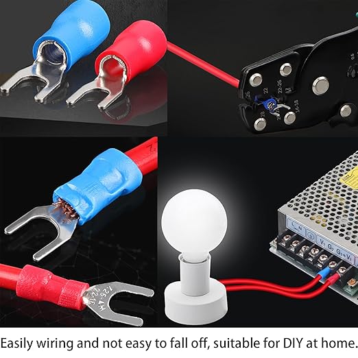 300pcs 18 Types Crimp Connectors, Ring Spade Fork Butt Wire Connectors Kit, 6.3mm Male and Female Spade Connector kit, Quick Disconnect Crimp Terminals Electrical Connectors, Electrical Terminals