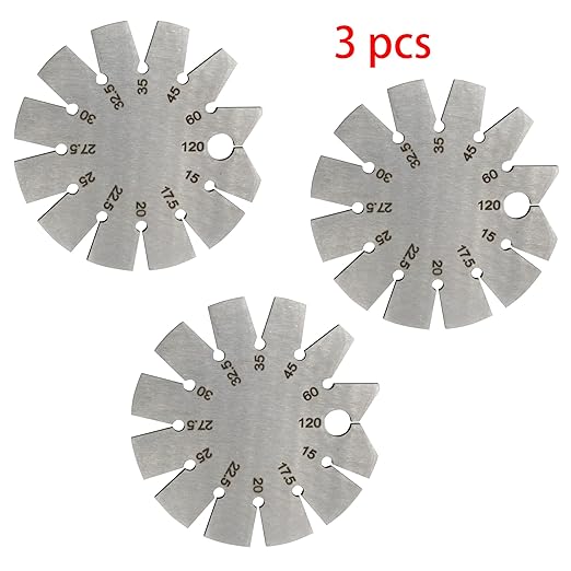 3 PCS Brushed Silver 15-120 Degree Bevel Gauge, Stainless Steel Axe Angle Gauge Round Shape