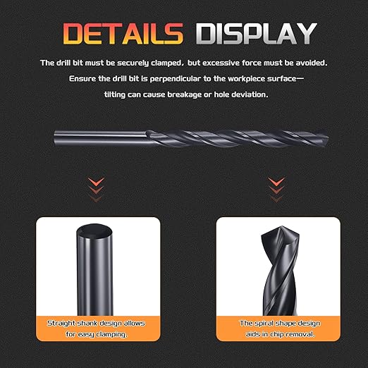 Drill Bit, 11/32" Cutting Diameter, 4241 HSS Nitriding Black 118° Cutting Angle Versatile Jobber Bits - (Applications: for Drilling Plastic Wood Soft Metal), 6-Pieces