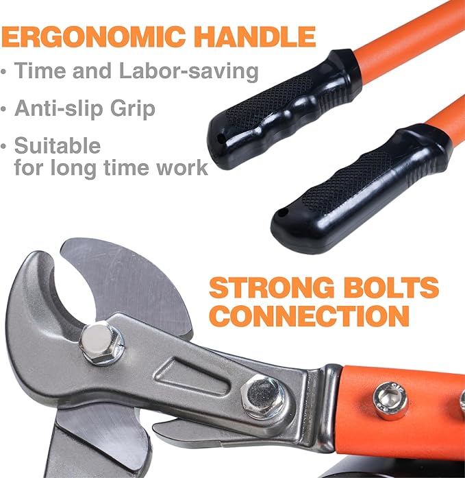18 Inch Heavy Duty Cable Cutter with Ergonomic handle, Industrial Strength Cutter for Copper and Aluminium Cables and Ropes