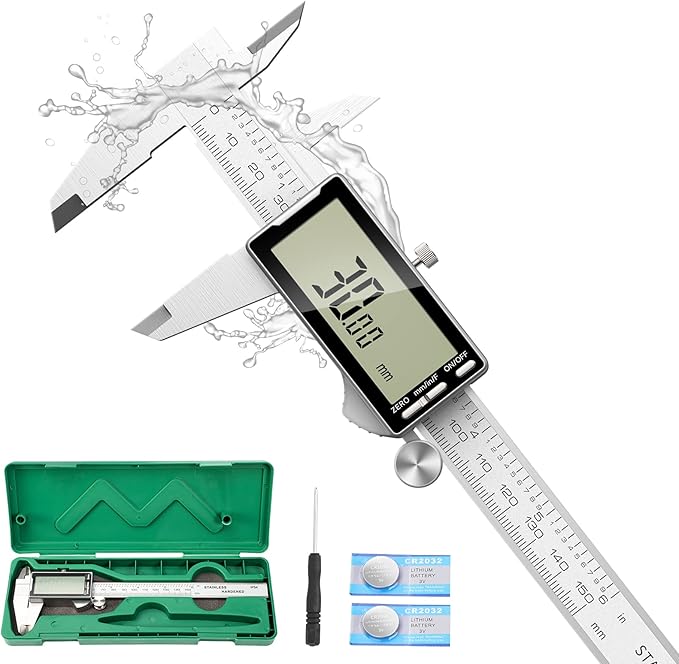 Digital Caliper 12 Inch with Large LCD Screen, Inch/MM/Fraction Conversion, 300mm Micrometer Caliper All Stainless Steel Diameter Measuring Tool for Jewelers/Woodworkers/DIY