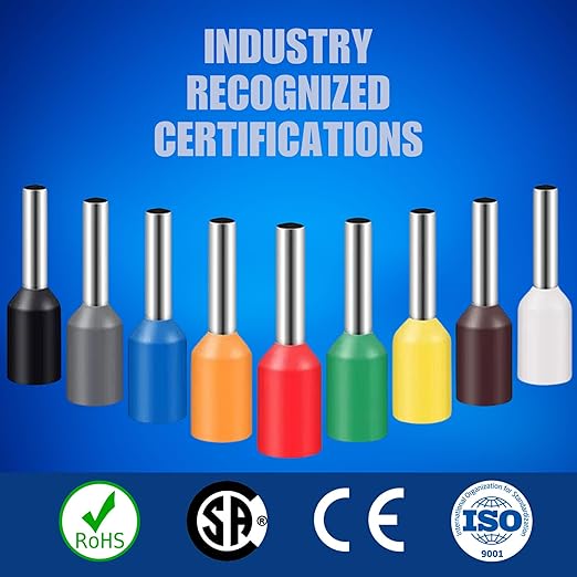 New Age America® 1800pcs Wire Ferrules Kit | AWG 22-8 | Copper & Nylon | Insulated Cord Pin End Terminal | Cable Ferrules | Wire Ends Terminal Kit | AWG 22, 20, 18, 16, 14, 12, 10, 8 | Connectors