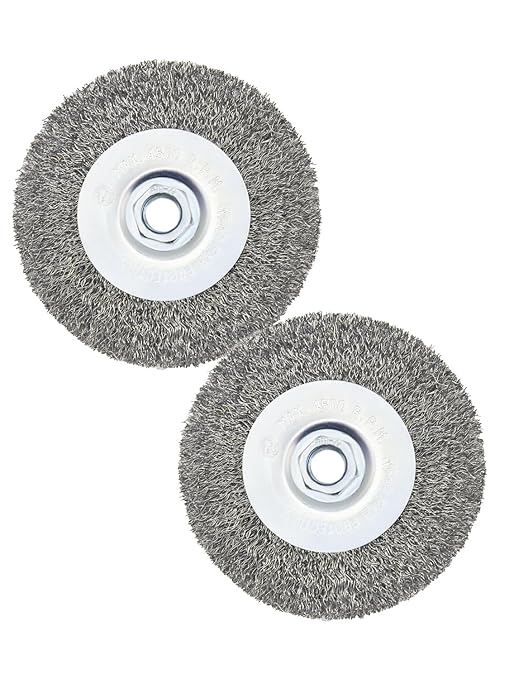 Crimped Wire Wheel Brush 4in 5/8-11 Threads Arbor for 4-1/2" Angle Grinder Metal Rust Paint Stain Removal - 2pcs