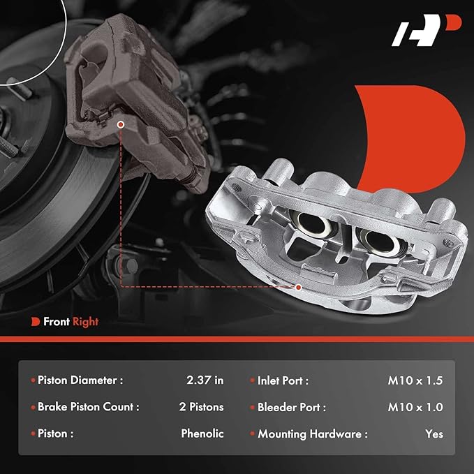 A-Premium Disc Brake Caliper Assembly with Bracket Compatible with Select Chevy and GMC Models - Silverado 2500 HD/3500 HD/Sierra 2500 HD/3500 HD 2011-2019, Suburban 3500 HD 16-19 - Front Passenger