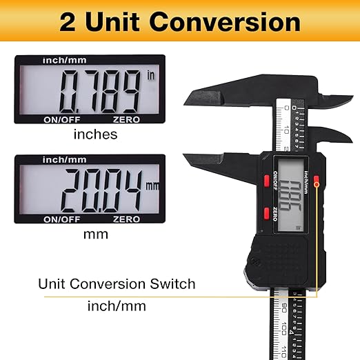 6 inch Digital Caliper Micrometer,ABS Body for Accurate Measurements with LCD Screen, Auto-Off Feature, Inch and Millimeter Conversion