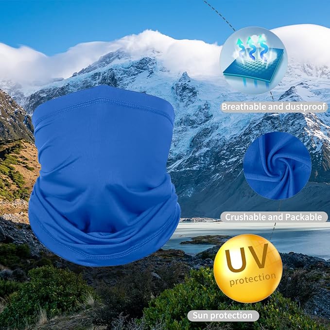 Achiou Cooling Neck Gaiter Face Cover Scarf, UV Protection Mask for Men and Women,Soft Windproof, Hiking Cycling Running