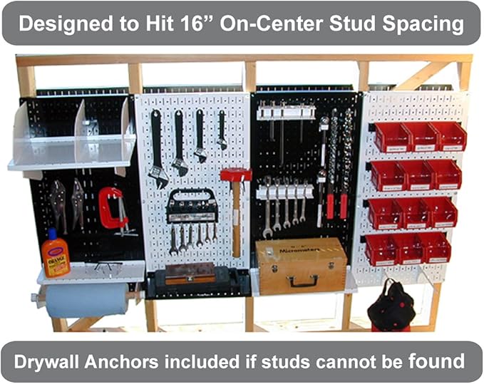 Wall Control Pegboard 32in x 16in Gray Metal Pegboard Tool Board Panel