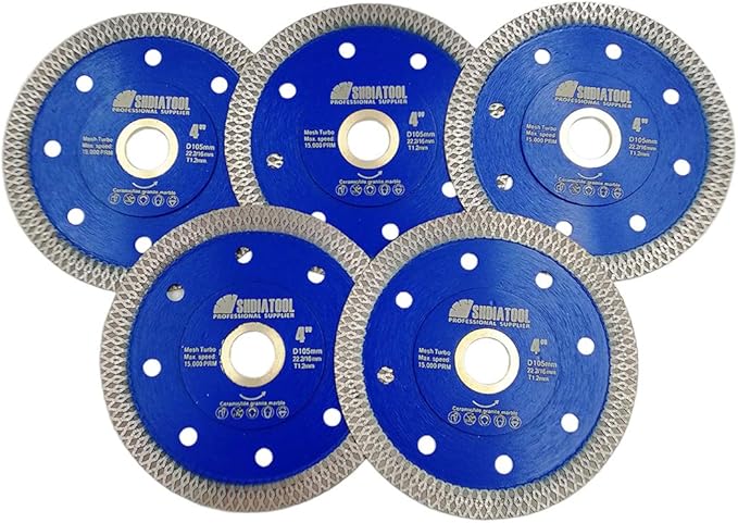 SHDIATOOL 4 Inch Diamond Saw Blade Cutting Porcelain Tile Ceramic Granite Marble Brick(5-Pack)