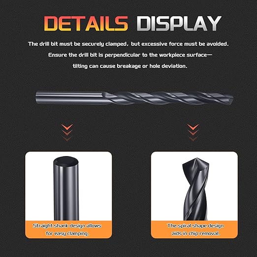 Drill Bit, 5/16" Cutting Diameter, 4241 HSS Nitriding Black 118° Cutting Angle Versatile Jobber Bits - (Applications: for Drilling Plastic Wood Soft Metal), 12-Pieces