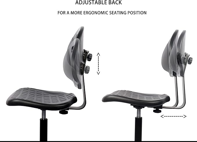 CHAIR MASTER Drafting Stool - Easy to Clean! Ergonomic Polyurethane Chair. Seat Height Adjustable w/Heavy Duty Footring for Home, Automotive, Lab, Cleanroom (Standard Casters, Medium Stool)